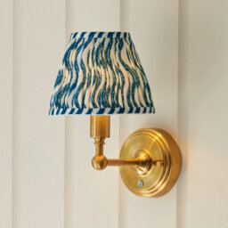 Luminosa Lighting Luminosa Burley Rechargeable Brushed Aged Brass Plate Wall Light With Ripple Shade 16Cm Integrated Led - thumbnail 4