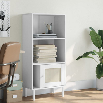 Walplus Bookcase Senja Rattan Look White 60X35X130 Cm Solid Wood Pine - image 1