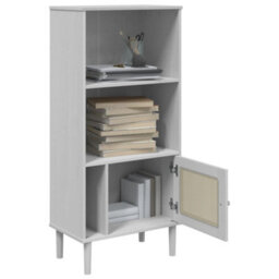 Walplus Bookcase Senja Rattan Look White 60X35X130 Cm Solid Wood Pine - thumbnail 4