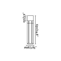 Luminosa Lighting Luminosa Tram 1 Light Outdoor Tall Bollard Light White, Dark Grey Ip65, E27 - thumbnail 3