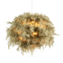 Happy Homewares Eye-Catching And Modern Olive Green Feather Decorated Pendant Shade - thumbnail 2