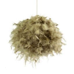 Happy Homewares Eye-Catching And Modern Olive Green Feather Decorated Pendant Shade - thumbnail 4