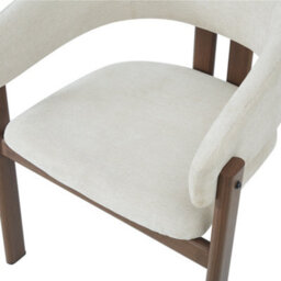 HomeTouch Set Of 2 Beige Dining Chairs With Armrests And Dark Wooden Legs - thumbnail 6