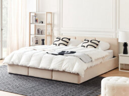 Beliani Ottoman Bed Velvet Bousse 180 X 200 Cm (Eu Super King) Light Beige - thumbnail 2