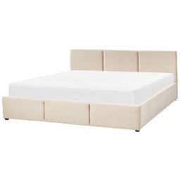 Beliani Ottoman Bed Velvet Bousse 180 X 200 Cm (Eu Super King) Light Beige - thumbnail 5