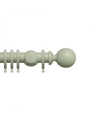 Premium 35mm Wooden Curtain Pole Set - Light Grey 460Cm