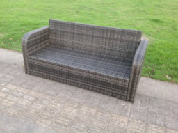 Fimous Dark Grey Mixed Pe  Wicker Rattan Garden Furniture Set Lounge Sofa Outdoor Big Footstool 7 Seater - thumbnail 3