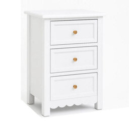Melody Maison Large Scalloped 3 Drawer Chest Of Drawers & Pair Of Bedside Tables - Staunton White Range - thumbnail 8