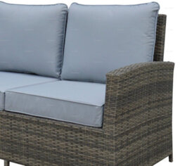 6 Seat Outdoor Rattan Set With Sofa, Armchairs, Ottomans And Dining Table - Aluminium Frame, 100mm Thick Cushions Included - thumbnail 3