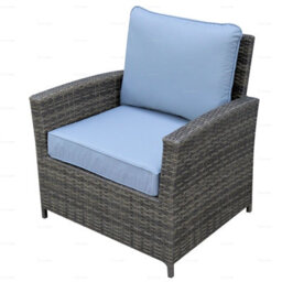 6 Seat Outdoor Rattan Set With Sofa, Armchairs, Ottomans And Dining Table - Aluminium Frame, 100mm Thick Cushions Included - thumbnail 2