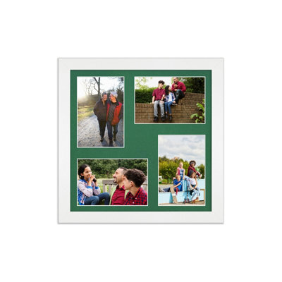 AK Frames 12X12 White Modern Multi Photo Frame With Emerald Mount - Holds 4 Apertures (4X) 6X4 Photos - image 1