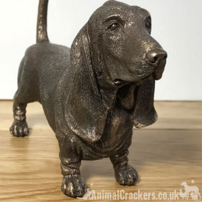 Animal Crackers Basset Hound Figurine In Solid Cold Cast Bronze, Dog Lover Home Decoration - image 1