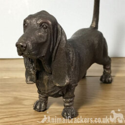 Animal Crackers Basset Hound Figurine In Solid Cold Cast Bronze, Dog Lover Home Decoration - thumbnail 3