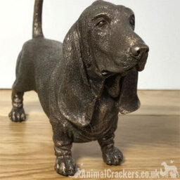 Animal Crackers Basset Hound Figurine In Solid Cold Cast Bronze, Dog Lover Home Decoration - thumbnail 1