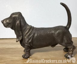 Animal Crackers Basset Hound Figurine In Solid Cold Cast Bronze, Dog Lover Home Decoration - thumbnail 4