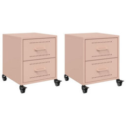 Berkfield Bedside Cabinets 2 Pcs Pink 36X39X43.5 Cm Steel - thumbnail 2