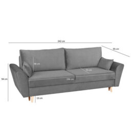 Heze Furniture Sendi 3 Seater Sofa Bed With Storage - Grey - thumbnail 6