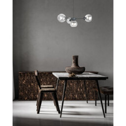 Luminosa Lighting Luminosa Kaliope Multi Arm Pendant Ceiling Light Black Transparent Glass Shade 4X E27 - thumbnail 2
