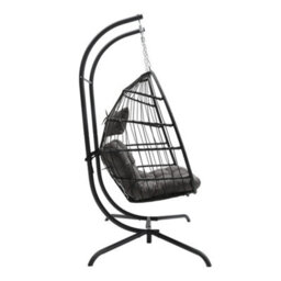 Thehotsale Double Swing Egg Chair With Stand Large 2 Person Outdoor Wicker Twins Basket Hanging Chair For Garden Balcony Outdoor - thumbnail 5