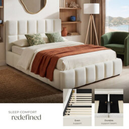 Tectake Upholstered Bed Set With Mattress, 2 Firmness Levels, 250 Kg 140 X 200 Cm -  30 Cm -  Teddy Cream - thumbnail 7