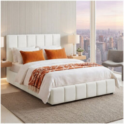 Tectake Upholstered Bed Set With Mattress, 2 Firmness Levels, 250 Kg 140 X 200 Cm -  30 Cm -  Teddy Cream - thumbnail 1