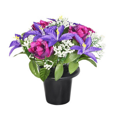 Sincere Floral Artificial Flower Memorial Graveside Rose Bowl