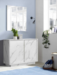 FurniComp LTD Furncomp Glacia 2 Door 92Cm White Marble Effect Sideboard