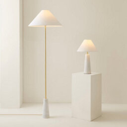 Valuelights Margot White Marble Bedside Table Lamp With A Linen Tapered Lampshade - Bulb Included - thumbnail 7