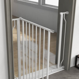 Pawhut Dog Gate Wide Stair Gate W/ Door Pressure Fit, 75-85W Cm, White - thumbnail 9