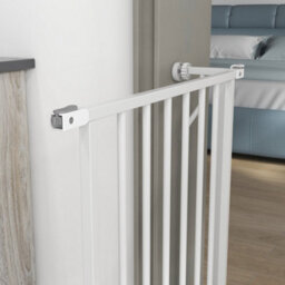 Pawhut Dog Gate Wide Stair Gate W/ Door Pressure Fit, 75-85W Cm, White - thumbnail 8