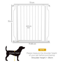 Pawhut Dog Gate Wide Stair Gate W/ Door Pressure Fit, 75-85W Cm, White - thumbnail 3