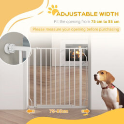 Pawhut Dog Gate Wide Stair Gate W/ Door Pressure Fit, 75-85W Cm, White - thumbnail 5