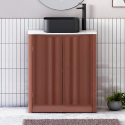 Royal Bathrooms Avenza 800mm Terracotta Clay Floor Standing Bathroom Vanity Unit 2 Door With Art Square Basin