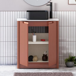 Royal Bathrooms Avenza 800mm Terracotta Clay Floor Standing Bathroom Vanity Unit 2 Door With Art Square Basin - thumbnail 5