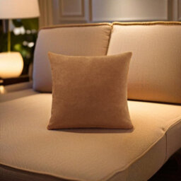 Luxury Living Plain Velvet Chenille Cushion Tan - thumbnail 2