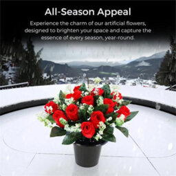 Pack Of 1-Grave Flower Pot Artificial Red 12 Head Memorial Decor - thumbnail 5
