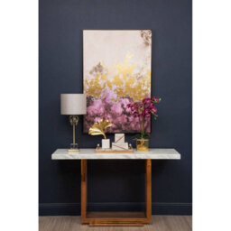 Orsina Antique Brass Leaf Table Lamp With Grey Shade, Textured Metal Leaves On Crystal Base, Luxe Accent Table Lamp - thumbnail 4