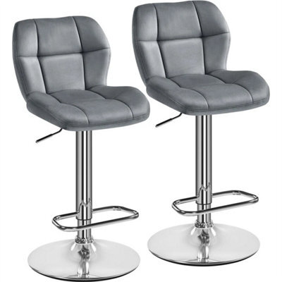 Dark Grey Bar Stools Set Of 2 Modern Velvet Swivel Bar Chair Breakfast Stools For Home - image 1
