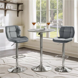 Dark Grey Bar Stools Set Of 2 Modern Velvet Swivel Bar Chair Breakfast Stools For Home - thumbnail 6
