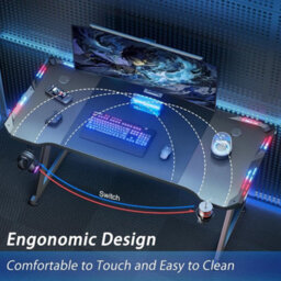 160X60Cm Gaming Desk Witn Led Rgb, Computer Table With Cup Holder - thumbnail 5