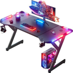 160X60Cm Gaming Desk Witn Led Rgb, Computer Table With Cup Holder - thumbnail 1