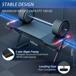 160X60Cm Gaming Desk Witn Led Rgb, Computer Table With Cup Holder - thumbnail 3