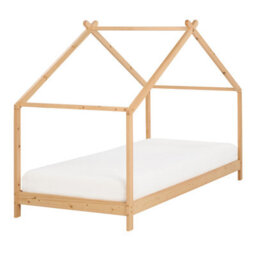 Beliani Kids Bed House Pine Wood Orlu 90 X 200 Cm (Eu Single) Light Brown - thumbnail 1