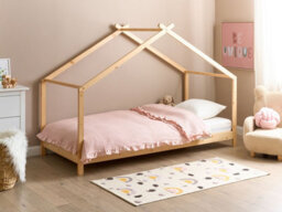 Beliani Kids Bed House Pine Wood Orlu 90 X 200 Cm (Eu Single) Light Brown - thumbnail 2