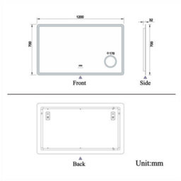 AVER-GROWTH Bathroom Led Mirror With Bluetooth 3 Colour Lights Anti-Fog Touch/wall Switch Clock 3X Magnifying Brightness Memory 1200X700mm - thumbnail 9