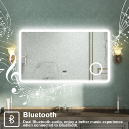AVER-GROWTH Bathroom Led Mirror With Bluetooth 3 Colour Lights Anti-Fog Touch/wall Switch Clock 3X Magnifying Brightness Memory 1200X700mm - thumbnail 2