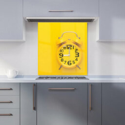 Warren Reed Designer Yellow Alarm Clock Premium Glass Kitchen Splashback W700mm X H650mm - thumbnail 6