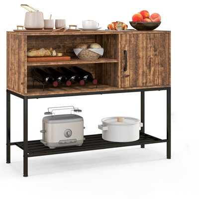 Gainoom Brown Sideboard Buffet Cabinet Coffee Bar Cabinet Wooden Console Table - image 1
