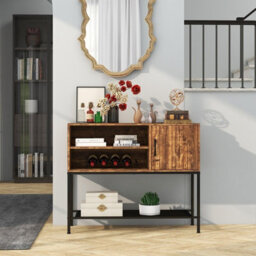 Gainoom Brown Sideboard Buffet Cabinet Coffee Bar Cabinet Wooden Console Table - thumbnail 9