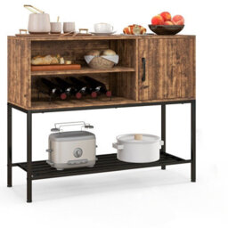 Gainoom Brown Sideboard Buffet Cabinet Coffee Bar Cabinet Wooden Console Table